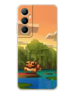 Чехол для Realme C76 с картинкой «Майнкрафт закат солнца»
