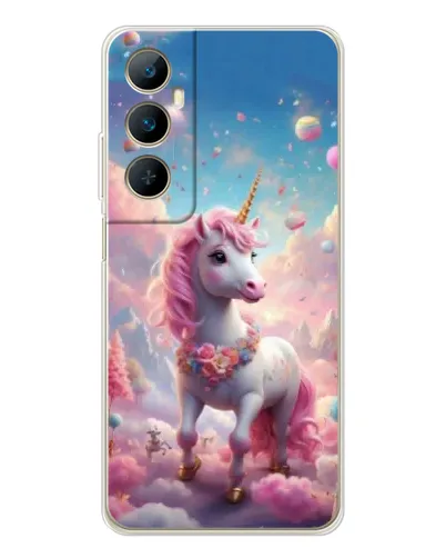 Чехол для Realme C76 с картинкой «Единорог среди облаков»