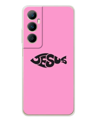 Чехол для Realme C76 с картинкой «Розовый символ  Jesus»