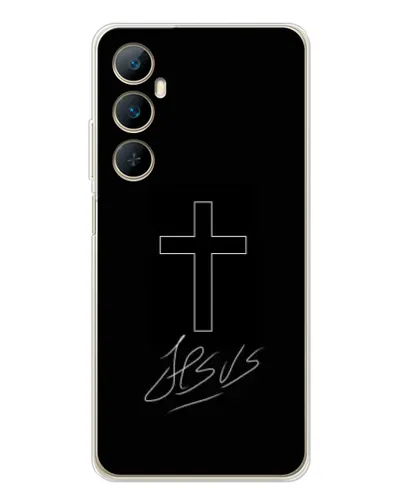 Чехол для Realme C76 с картинкой «Графический крест Jesus» Чехол для Realme C76 с картинкой «Графический крест Jesus»