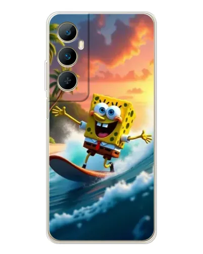 Чехол для Realme C76 с картинкой «Губка Боб серфингист»