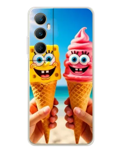 Чехол для Realme C76 с картинкой «Спанч Боб мороженое»