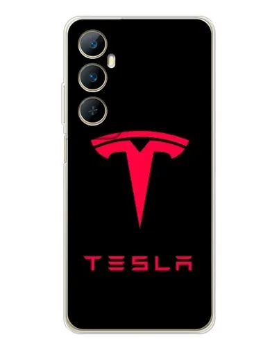 Чехол для Realme C76 с картинкой «Tesla Red Logo»