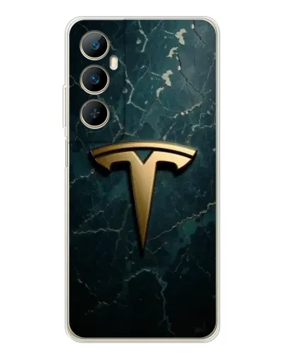 Чехол для Realme C76 с картинкой «Мраморная Tesla Gold»