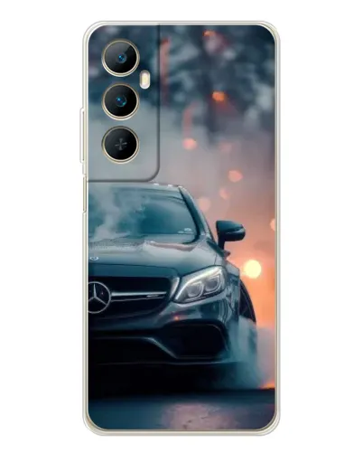 Чехол для Realme C76 с картинкой «Mercedes — ночной город»
