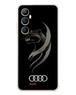 Чехол для Realme C76 с картинкой «Графика — пантера и Audi»