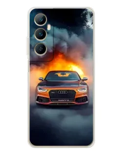 Чехол для Realme C76 с картинкой «Audi в огненном дыму»