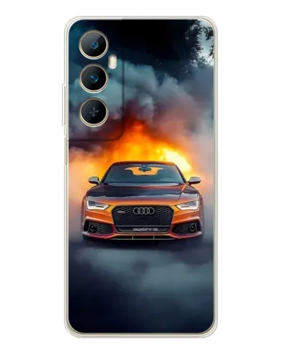 Чехол для Realme C76 с картинкой «Audi в огненном дыму»