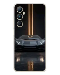 Чехол для Realme C76 с картинкой «Lamborghini золотые линии»
