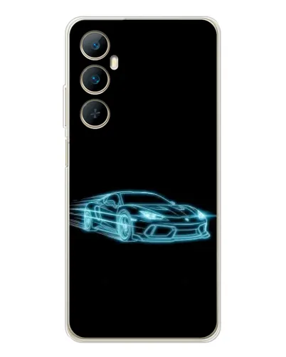 Чехол для Realme C76 с картинкой «Неоновый контур Lamborghini»