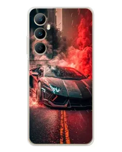 Чехол для Realme C76 с картинкой «Lamborghini красный дым»