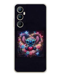 Чехол для Realme C76 с картинкой «Stitch в цветах»