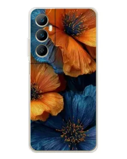 Чехол для Realme C76 с картинкой «Яркая сине-оранжевая флора» Чехол для Realme C76 с картинкой «Яркая сине-оранжевая флора»