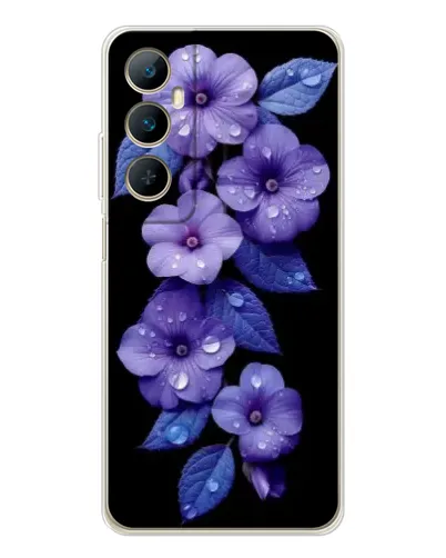 Чехол для Realme C76 с картинкой «Фиолетовые цветы с росою»