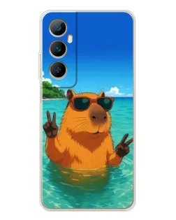 Чехол для Realme C76 с картинкой «Морская капибара»