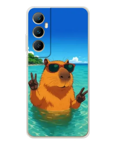 Чехол для Realme C76 с картинкой «Морская капибара»