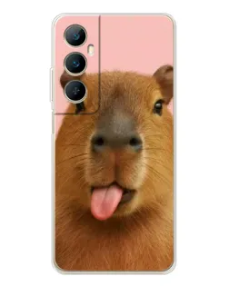 Чехол для Realme C76 с картинкой «Капибара с языком»