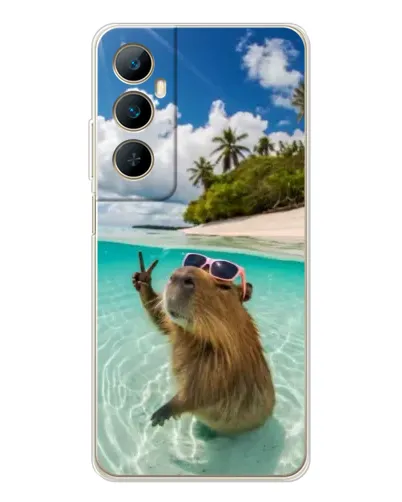 Чехол для Realme C76 с картинкой «Капибара на море»
