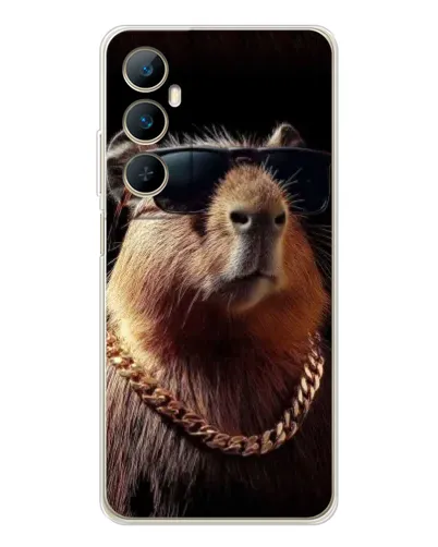 Чехол для Realme C76 с картинкой «Капибара золотая цепь»