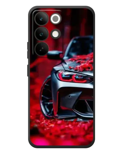 Чохол для Realme C85 Pro з картинкою «Спортивна BMW та квіти»