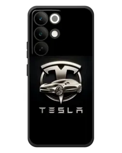 Чохол для Realme C85 Pro з картинкою «Tesla — срібне авто»