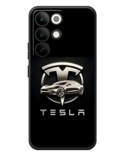 Чохол для Realme C85 Pro з картинкою «Tesla — срібне авто»
