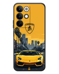 Чехол для Realme C85 с картинкой «Желтый Lamborghini город»