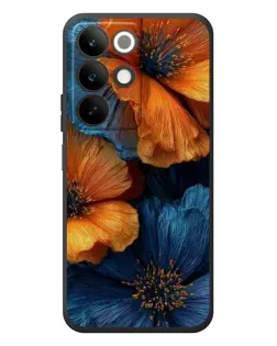 Чохол для Realme C85 з картинкою «Яскрава синьо-помаранчева флора»