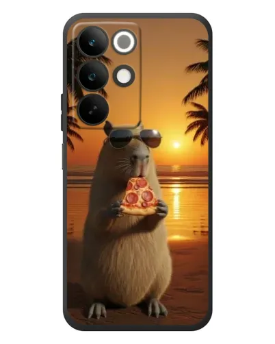 Чехол для Realme C85 с картинкой «Капибара с пиццей»