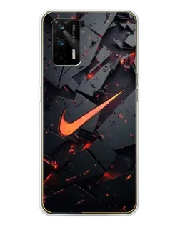 Чехол для Realme GT 5G с картинкой «Nike — эффект разломов»