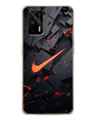 Чехол для Realme GT 5G с картинкой «Nike — эффект разломов»