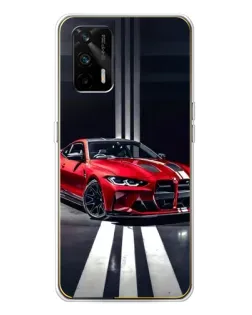 Чехол для Realme GT 5G с картинкой «Красная BMW на дороге»