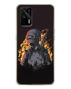 Чехол для Realme GT 5G с картинкой «PUBG — огненный силуэт»