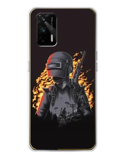 Чехол для Realme GT 5G с картинкой «PUBG — огненный силуэт»