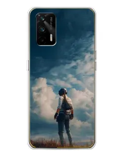 Чехол для Realme GT 5G с картинкой «Герой PUBG на скале»