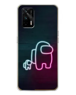 Чехол для Realme GT 5G с картинкой «Among Us неон-арт»