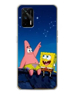 Чехол для Realme GT 5G с картинкой «Губка Боб и Патрик ночью» Чехол для Realme GT 5G с картинкой «Губка Боб и Патрик ночью»