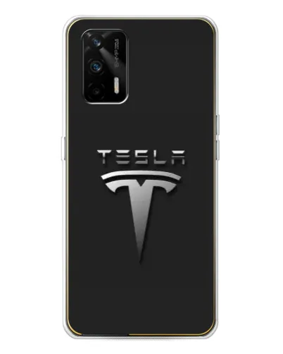 Чехол для Realme GT 5G с картинкой «Стальной логотип Tesla»