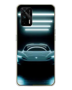 Чехол для Realme GT 5G с картинкой «Tesla в неоне»