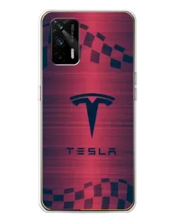 Чехол для Realme GT 5G с картинкой «Тесла красный карбон»