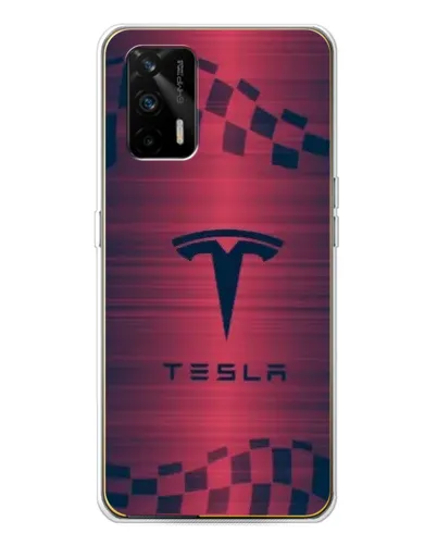 Чехол для Realme GT 5G с картинкой «Тесла красный карбон»