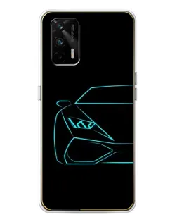 Чехол для Realme GT 5G с картинкой «Голубой силуэт Lamborghini»