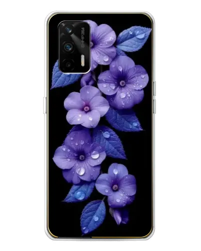 Чехол для Realme GT 5G с картинкой «Фиолетовые цветы с росою»