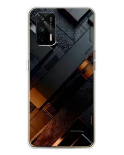 Чехол для Realme GT 5G с картинкой «Черные геометрические блоки»