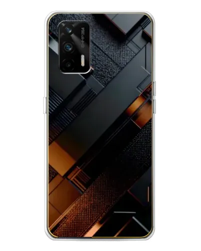 Чехол для Realme GT 5G с картинкой «Черные геометрические блоки»