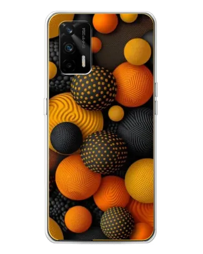 Чехол для Realme GT 5G с картинкой «Объемные оранжевые сферы»