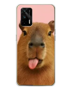 Чехол для Realme GT 5G с картинкой «Капибара с языком»