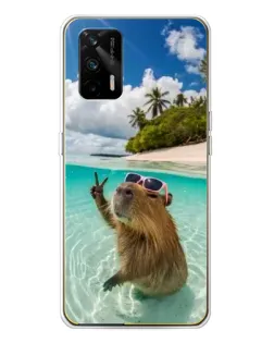 Чехол для Realme GT 5G с картинкой «Капибара на море»