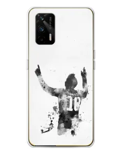 Чохол для Realme GT 5G з картинкою «Чорно-білий силует Мессі»