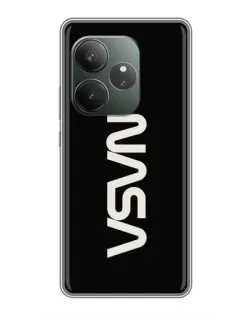 Чехол для Realme GT 6 с картинкой «NASA — вертикальный логотип»